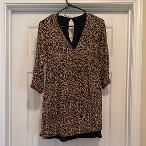 Leopard Print V-Neck Blouse